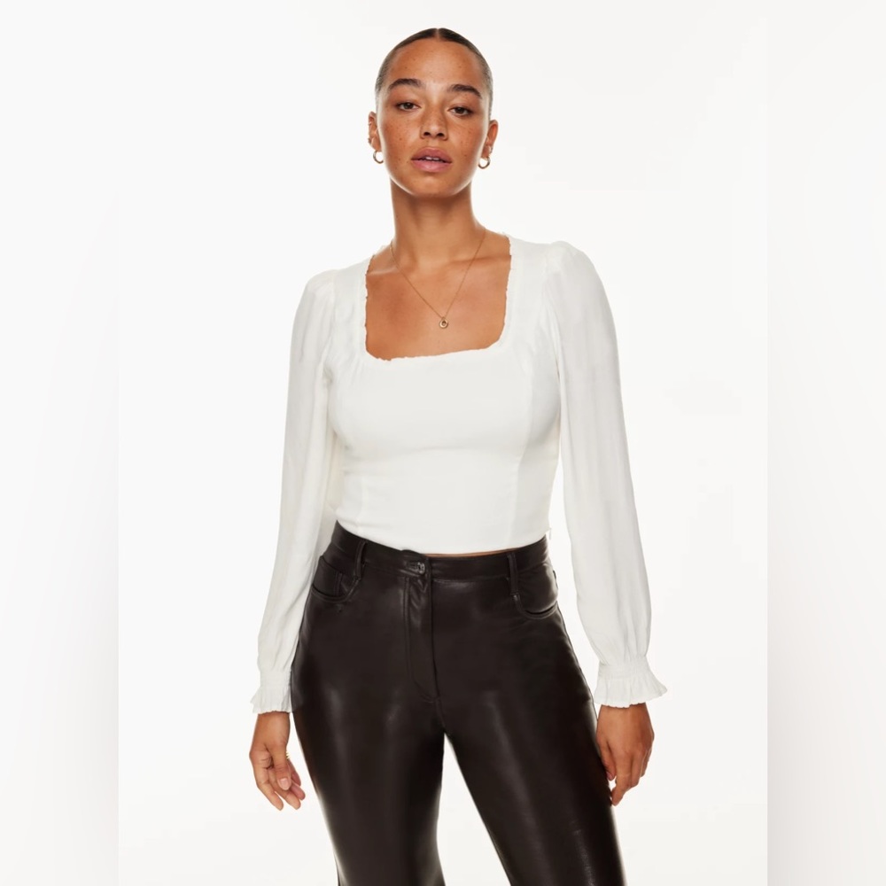 NWT Wilfred breathless square neck ruffle edge white blouse size large